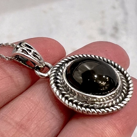 Shungite Sterling Silver Pendant Necklace - Picture 3 of 11
